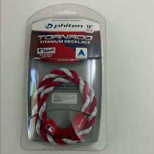 Phiten MLB Baseball TORNADO Titanium Necklace Red/White Size 18" - NEW